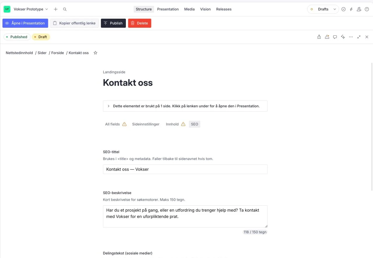 Etter: SEO-feltene med tegnteller.